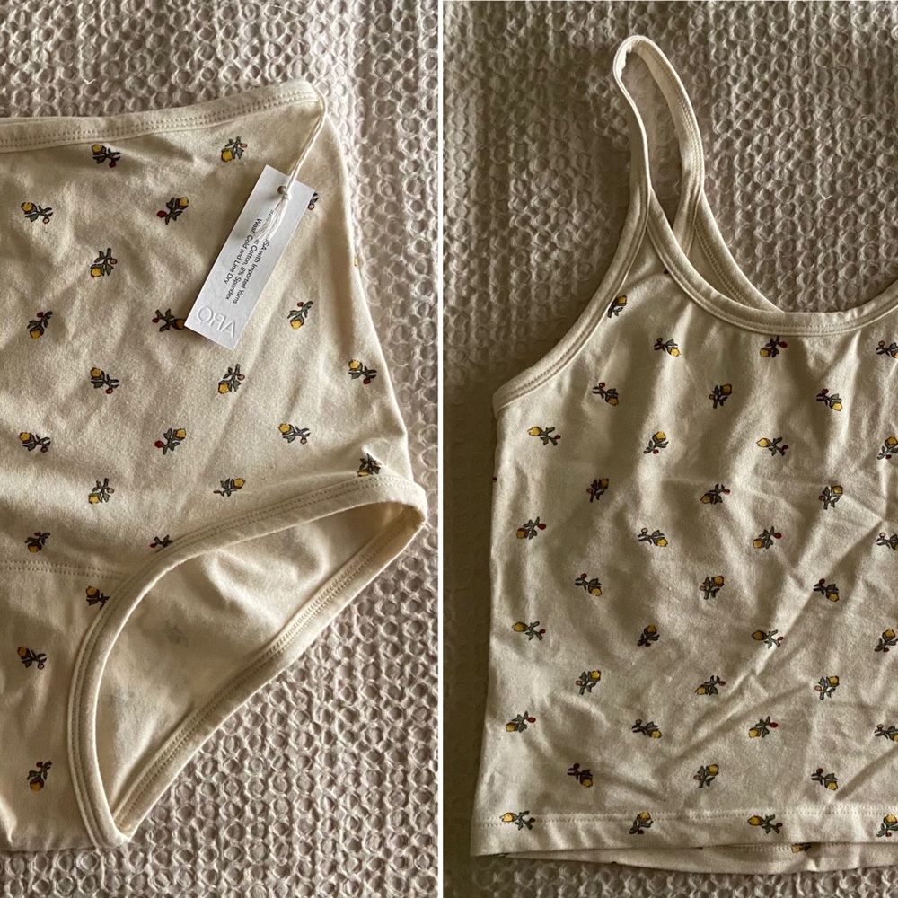 ARQ SET: Yellow Calico Crop Tank, High Rise Undies